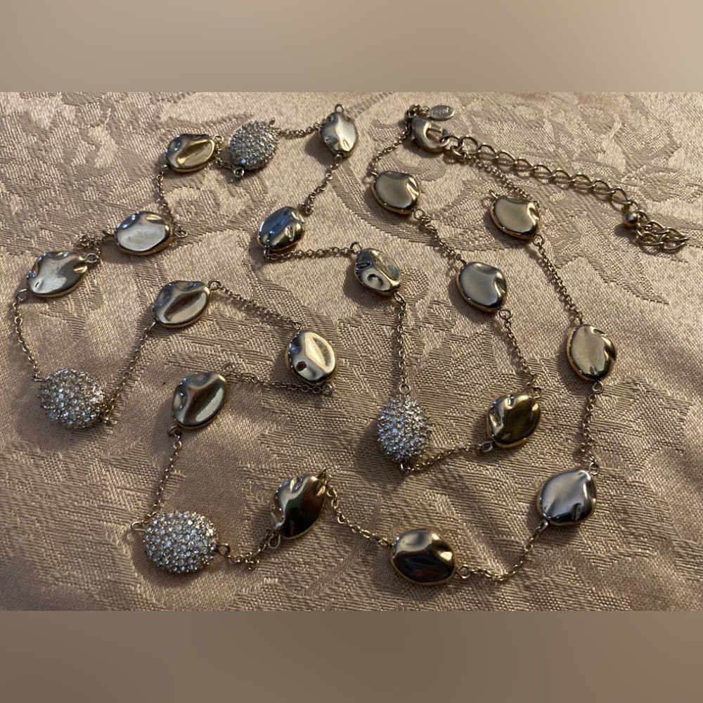 CHICO’S Gold & Pave Crystal Ball Necklace